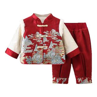 婴儿秋冬衣服男宝宝拜年套装中式周岁礼服儿童唐装新年服抓周一岁