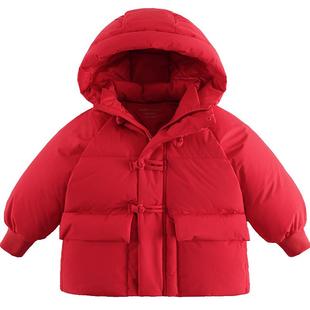 [三防加厚]马克珍妮男女童保暖新年红色羽绒服新中式冬装550983