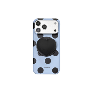 韩系ins小众蓝波点爱心磁吸支架适用苹果17promax手机壳iPhone17pro菲林半包16pro女新款15pro防摔保护套硬壳