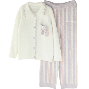 富朵半边绒月子服秋冬产后加绒加厚孕产妇睡衣保暖哺乳家居服套装