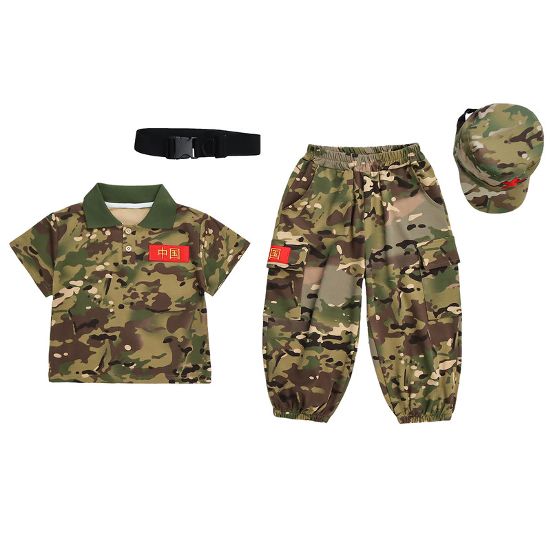 儿童迷彩服套装夏季女童特种兵训练服小男孩短袖两件套六一演出服