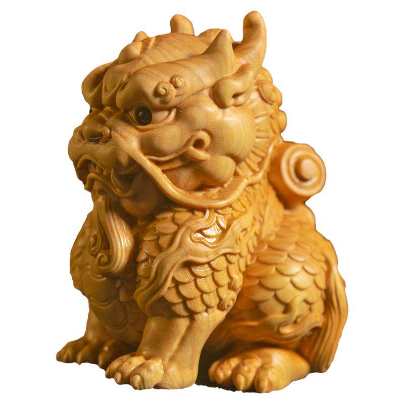 胜券在握｜匠心志背书麒麟手把件随身小叶黄杨木雕手工艺品文玩