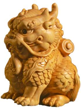 匠心志麒麟财神手把件工艺品文玩