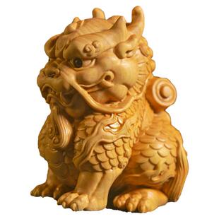 胜券在握｜匠心志背书麒麟手把件随身小叶黄杨木雕手工艺品文玩