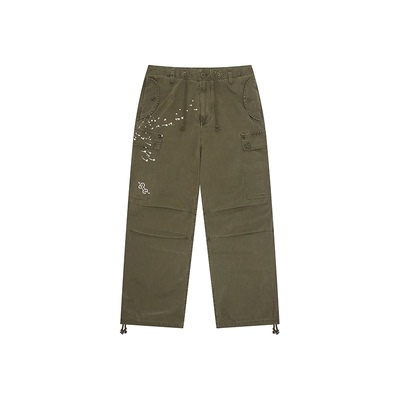 VISION×Hardware联名限定 复古水洗做旧油漆泼墨阔腿双袋工装裤