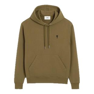 【季末甄选】Ami Paris 男士黑色ADC棉毛圈连帽卫衣 爱心帽衫