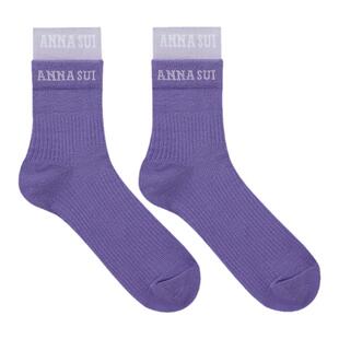 ANNASUI安娜苏运动多色运动瑜伽袜拼接撞色弹力网球中筒袜棉女