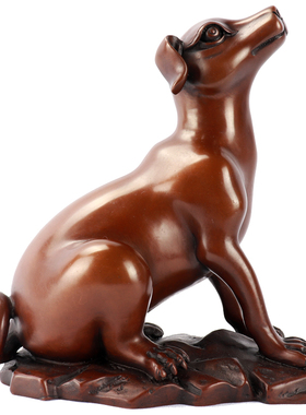 纯铜旺财狗十二生肖玄关工艺品