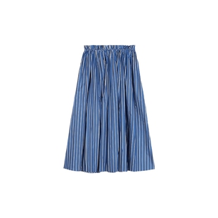 【3期免息】PORTS 1961女士蓝底白条纹收腰A字半身裙