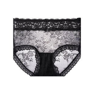 法式蕾丝内裤女收腹无痕女士高腰性感纯欲纯棉7A级抗菌档透明网纱