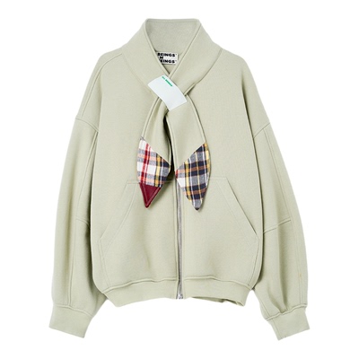 ALL BEINGS2025AW秋冬设计感新款拼接宽绳围巾搭片圆领卫衣女