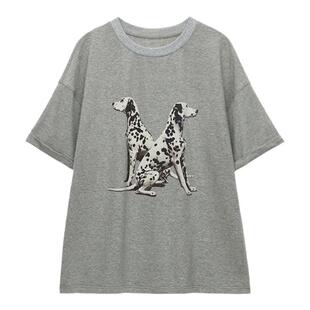 MAMC美式斑点狗字母M短袖T恤春夏季情侣款宽松潮流休闲百搭上衣