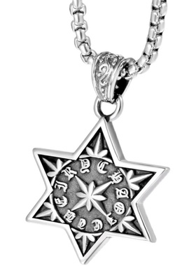 六芒星欧美韩版钛钢挂件毛衣链