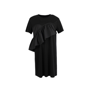 PEIPEI佩佩孕妇装法式设计感高端宽松夏装新款连衣裙韩大码黑色