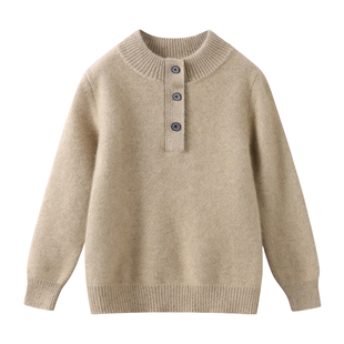 秋冬季男童加厚100%纯羊毛毛衣中大童针织衫儿童韩版保暖打底衫厚