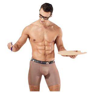 52025艺术家双面裸感100支莫代尔无痕男士加长平角内裤绅士运动