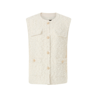 Koradior珂莱蒂尔商场同款2025秋新款千金风白色老钱香风马甲