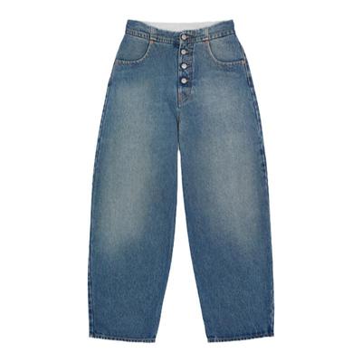 MM6小众排扣阔腿牛仔裤