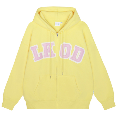 LKOD休闲皮标字母拉链帽衫