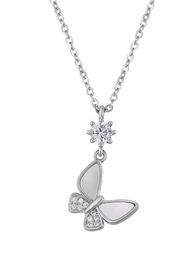 s925纯银蝴蝶项链女十字链