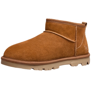 骆驼男鞋2025冬季新款加绒保暖圆头冰上止滑休闲雪地靴男女同款