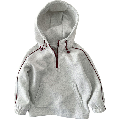 男童春秋半拉链套头卫衣运动帽衫