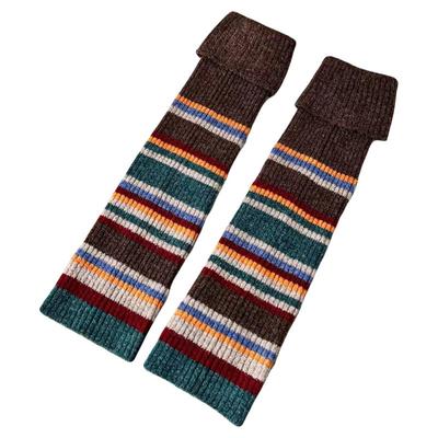 保暖女羊毛撞色条纹堆堆护腿套