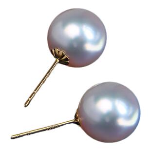 『基础款』薇爱秀丽极光akoya珍珠耳钉18K金海水素钉正圆简单耳饰