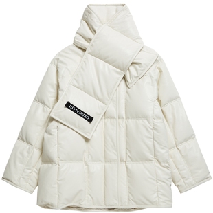 IIIVIVINIKO2025冬新款可拆卸围巾皮质鹅绒羽绒服女M539129162B