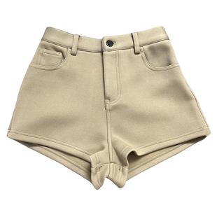 甜美纯欲辣妹短裤女修身显瘦网红款加绒包臀休闲裤网红显腿长热裤