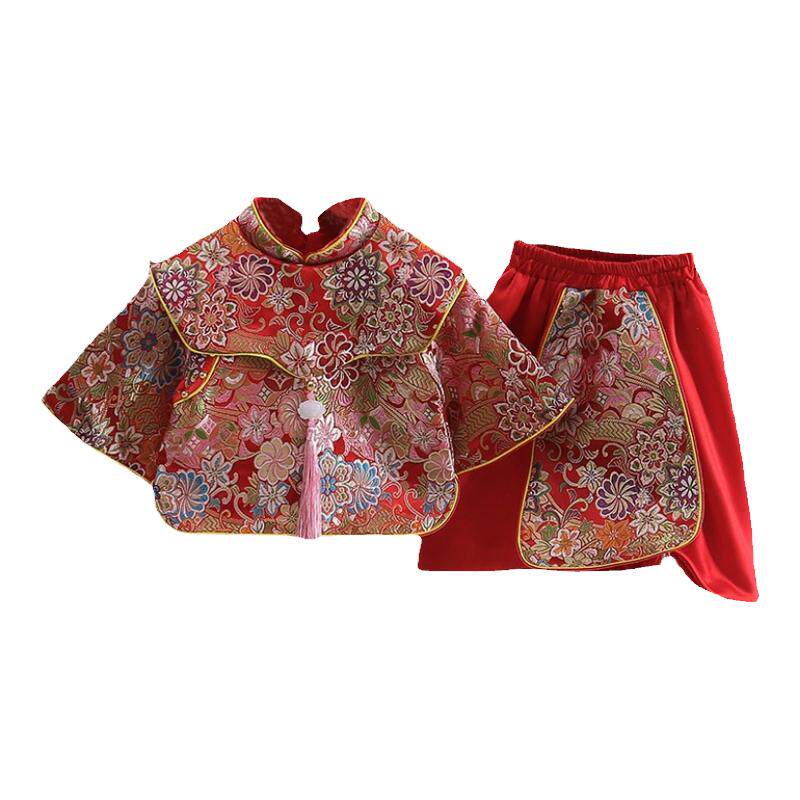 周岁礼服女宝宝红色中式抓周服