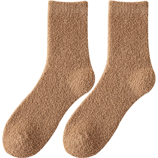 袜子男冬款珊瑚绒居家毛巾袜保暖长袜男士加厚毛绒睡眠袜中长筒冬