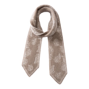 2025秋冬新品100%纯山羊绒腰果花围巾女针织百搭短款护颈小围脖