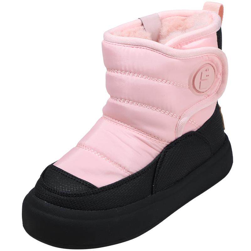 百丽童鞋冬季加绒加厚保暖雪地靴男女童软底舒适短靴时尚百搭棉靴