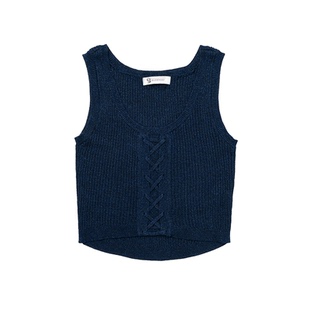 不等式2025新款针织衫纯色U领马甲背心手工穿绳绞花针织背心女