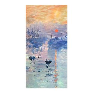 莫奈日出印象手绘油画大芬村风景印象画玄关装饰画高级感艺术挂画