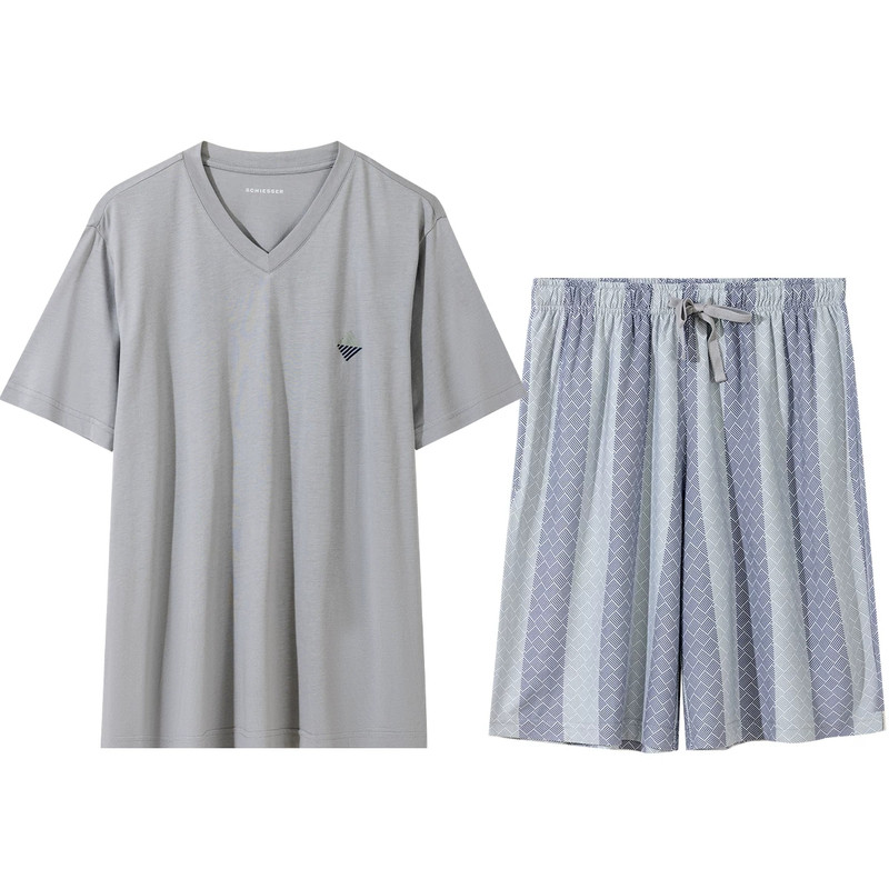 舒雅男士莫代尔春夏家居服套装