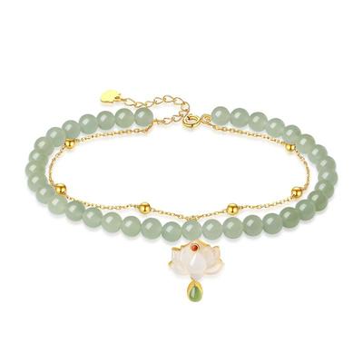 福茹记天然和田玉脚链银