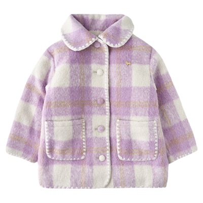 BLUEDOG大翻领糖果格纹外套