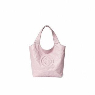 徐艺洋同款 卡思乐小菜篮包手提包樱花粉植鞣牛皮褶皱单肩斜挎包