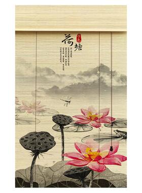 印花禅意隔断复古日式风升降帘