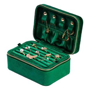 便携首饰盒高档丝绒饰品盒项链戒指耳钉手镯防氧化双层首饰收纳盒