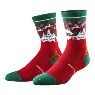 斯伯丁运动袜圣诞节情侣长筒冬加厚情侣送男友女友潮撞色篮球袜子