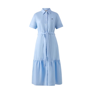 【亚麻】Eland衣恋连衣裙女本布腰带收腰长款裙子25夏季新款淡人