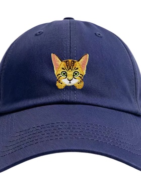 KINDERLAND纯棉软顶孟加拉豹猫刺绣贴棒球帽显脸小遮阳情侣鸭舌帽