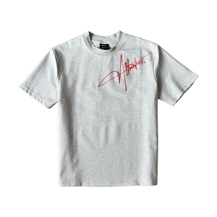 美式高街重磅刺绣短袖T恤男设计感小众正肩短款半袖衣服女夏新款