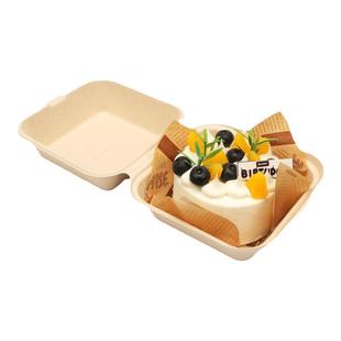 网红4寸便当小蛋糕盒纸浆汉堡包装盒贴纸甜品外卖一次性小吃盒子