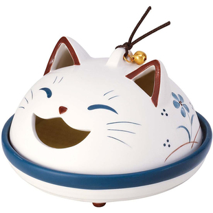 日本进口药师窑可爱萌系招财猫兔子金鱼陶瓷蚊香盘 居家熏香 驱蚊