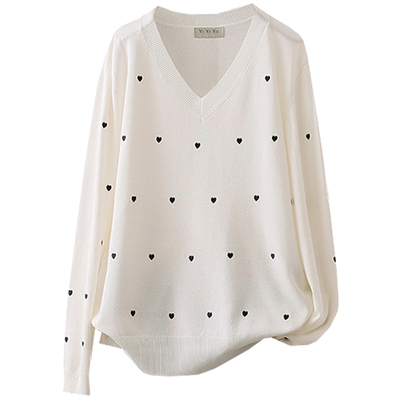 秋季大码200斤V领毛衣女