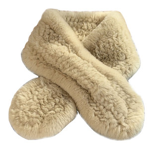 真獭兔毛围巾韩版简约皮草编制毛毛围脖双面毛绒保暖加厚毛领子女